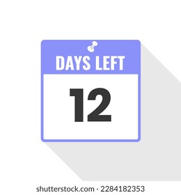 Icono de ventas de cuenta regresiva de 12 días a la izquierda. Faltan 12 días para ir Banner promocional