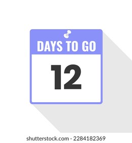12 Days Left Countdown sales icon. 12 days left to go Promotional banner