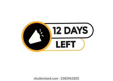 12 days left, sale countdown vector symbol, clock, time,  background, template 12 days left go, countdown, sticker, left banner, business, sale, label button
