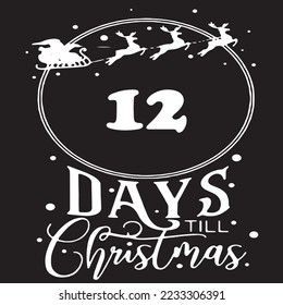 12 Days until Christmas , simple black logo with white patterns on it 