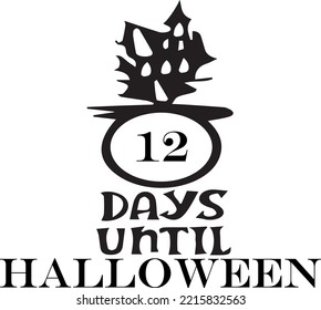 12 days until Halloween, simple design made in black 