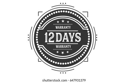 12 days warranty icon vector vintage guarantee