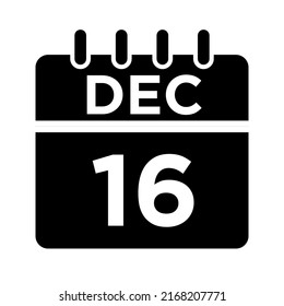 12- Dec - 16 Glyph black Icon