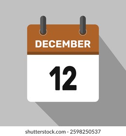 12 december calendar icon vector month date illustration design