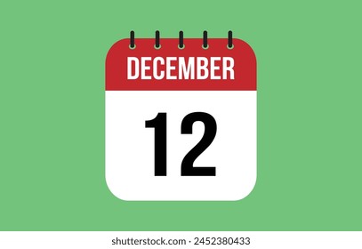 12 December Calendar. December Calendar Vector.