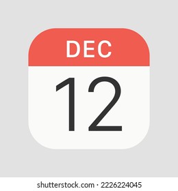 12. Dezember Symbol einzeln auf Hintergrund. Kalendersymbol modern, einfach, Vektorgrafik, Symbol für Website-Design, mobile App, ui. Vektorgrafik