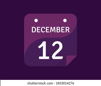 Icono del 12 de diciembre Icono de Calendario de un solo día Ilustración vectorial
