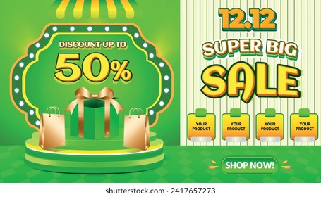 12 12 DECEMBER SUPER BIG SALE LOGO ICON SHAPE BADGE DISCOUNT 50 PERCENT