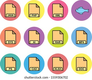 12 decent icon sheet of universal. File formats.
