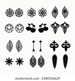 12 Designs Earring Bundle, Laser Cut File for Glowforge, Wood Earring, Acrylic Earrings, Instant Download, Vector Files for Cricut

