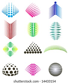 12 different basic shapes halftone logo collection