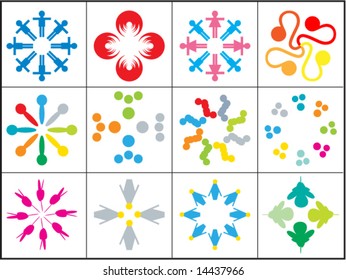 12 different editable human company logo collection