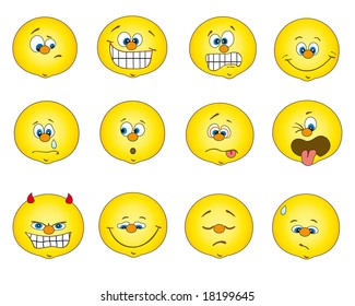 the 12 different emotion smile icons