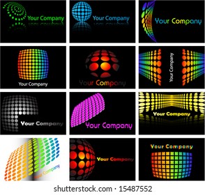 12 different halftone business card or background set