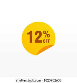 12 discount, Sales Vector badges for Labels, , Stickers, Banners, Tags, Web Stickers, New offer. Discount origami sign banner