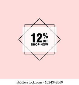 12 discount, Sales Vector badges for Labels, , Stickers, Banners, Tags, Web Stickers, New offer. Discount origami sign banner