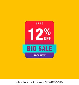 12 discount, Sales Vector badges for Labels, , Stickers, Banners, Tags, Web Stickers, New offer. Discount origami sign banner
