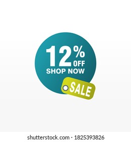 12 discount, Sales Vector badges for Labels, , Stickers, Banners, Tags, Web Stickers, New offer. Discount origami sign banner