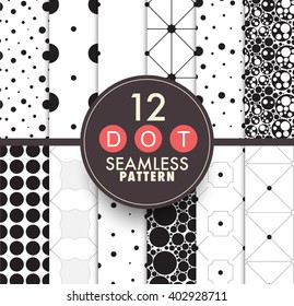 12 dot seamless pattern collection. Set of dot seamless pattern. vector illustration.