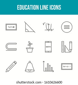 12 Education Vector Icons in One Set	