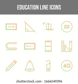 12 Education Vector Icons in One Set	