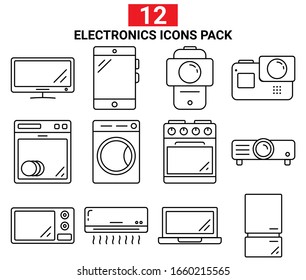 12 Línea de paquetes de iconos electromáticos