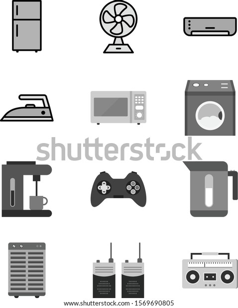 12 Electronic devices Icons Sheet\
Isolated On White\
Background...\
