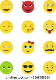 12 Emoji Icons Sheet Isolated On Stock Vector (Royalty Free) 1569688264 ...