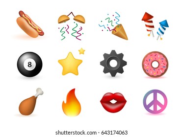 12 Emoticon on White Background. Isolated Vector Illustration 