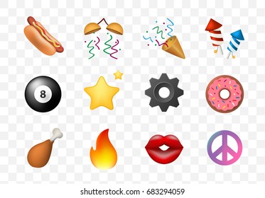 12 Emoticon on White Background. Isolated Vector Illustration 