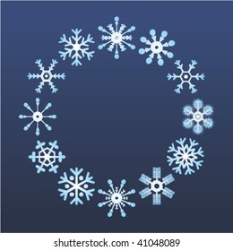 12 eu snowflakes on dark background
