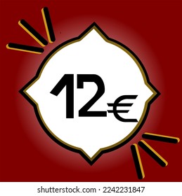 12 euro coin. Black color number, for labels and poster. Twelve euro sales and promotion.