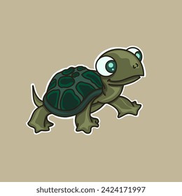 12 February 2024, sticker Illustration vector design of funny baby turtle - Illustration vector by nurdal 