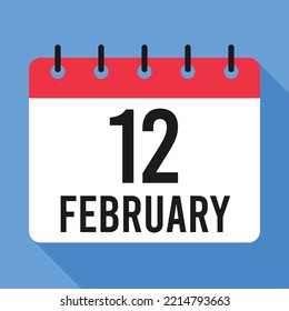 12 February Calendar. Blue Background. Vector Calendar.