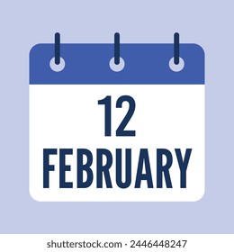 12 February Calendar. Grey Background. Vector Calendar.