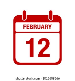 12 February calendar red icon. twelve