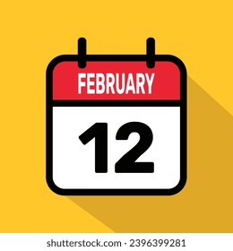 12 February Calendar Vector illustration background design.