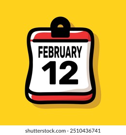 12 february calender color icon page year concept. number date text design.