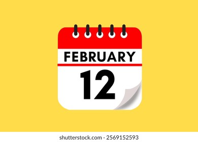 12 February month single day vector, illustration, calendar with maroon, rose and white color background calendar February 12