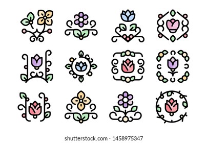 12 Floral Design Icons Vector Pack