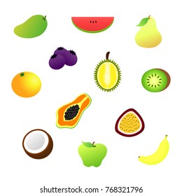 12 fruits vector