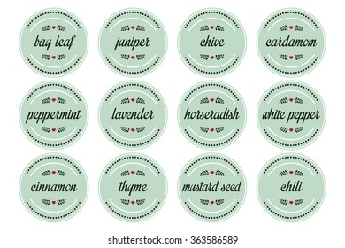 12 Herbs Spices On Round Label Stock Vector (Royalty Free) 363586589 ...