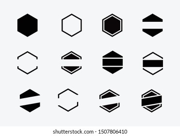 12 Hexagon Shapes Labels or  Badges