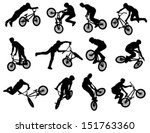 12 high quality bmx cyclist silhouettes - vector