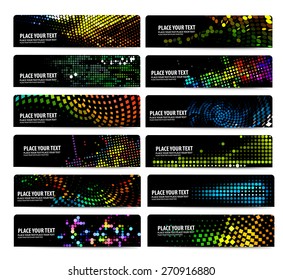 12 Horizontal Party Banners Collection. Vector illustration.