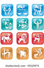 12 horoscope many colored zodiac sign