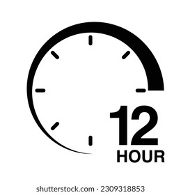 12 hour protection clock time sign icon symbol vector illustration isolated on white background