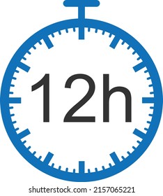 12 hour timer icon, clock icon vector