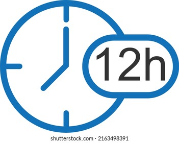 12 hour timer icon, timing symbol vector