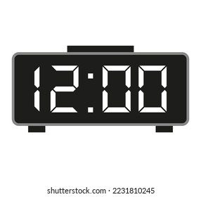 12 hours alarm clock. Time stamped vector. Clock flag marking time